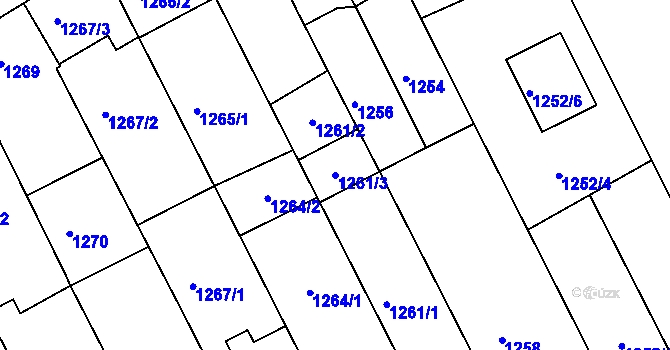 Parcela st. 1261/3 v KÚ Rohatec, Katastrální mapa