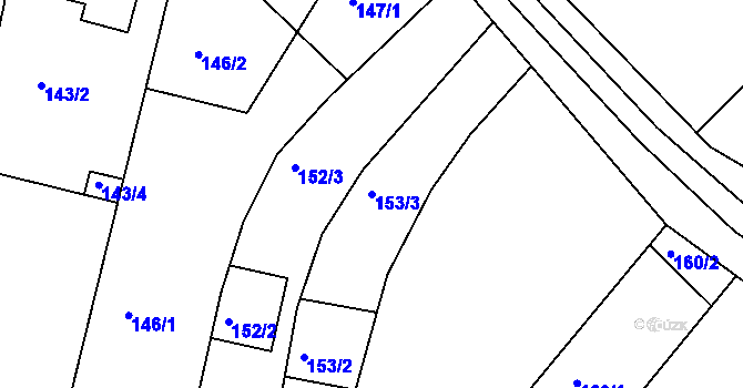 Parcela st. 153/3 v KÚ Rohatec, Katastrální mapa