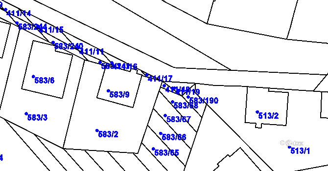 Parcela st. 411/18 v KÚ Rohatec, Katastrální mapa