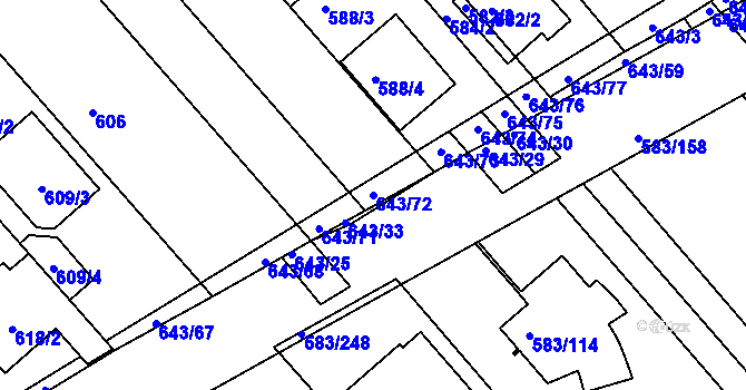 Parcela st. 643/72 v KÚ Rohatec, Katastrální mapa