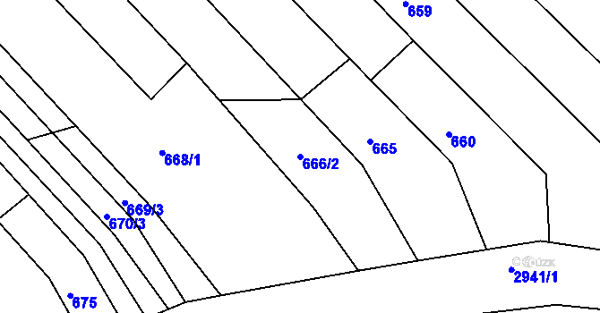 Parcela st. 666/2 v KÚ Rohatec, Katastrální mapa