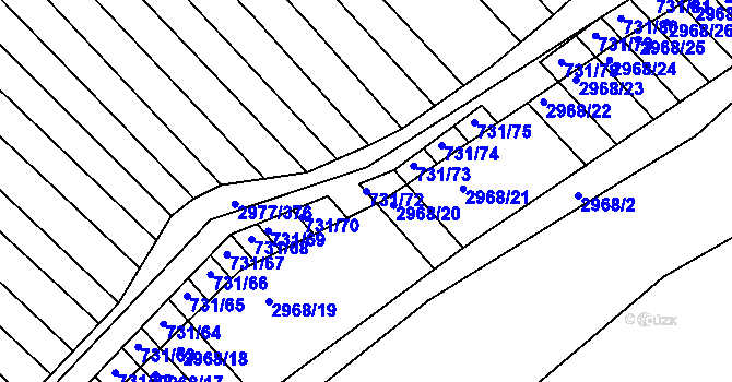 Parcela st. 731/72 v KÚ Rohatec, Katastrální mapa