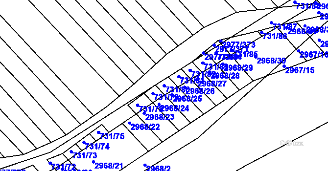 Parcela st. 731/80 v KÚ Rohatec, Katastrální mapa