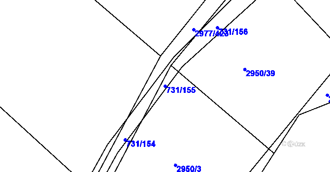 Parcela st. 731/155 v KÚ Rohatec, Katastrální mapa