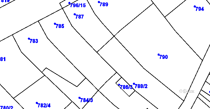 Parcela st. 788/1 v KÚ Rohatec, Katastrální mapa