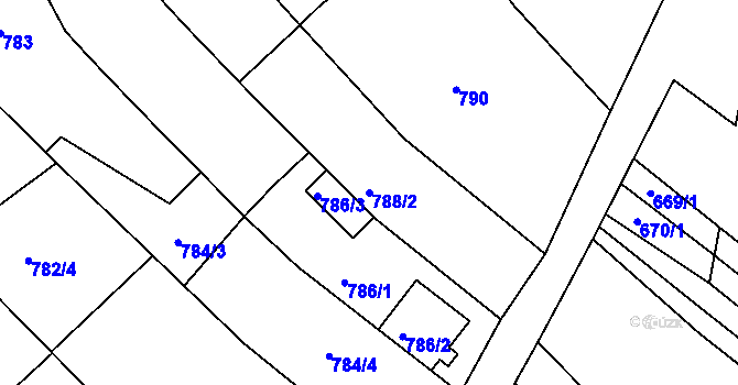 Parcela st. 788/2 v KÚ Rohatec, Katastrální mapa