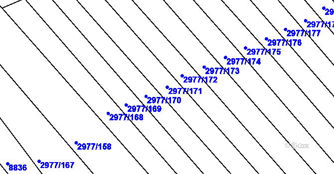 Parcela st. 2977/171 v KÚ Rohatec, Katastrální mapa