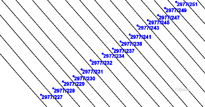 Parcela st. 2977/234 v KÚ Rohatec, Katastrální mapa