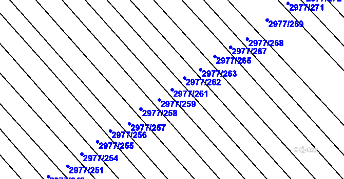 Parcela st. 2977/261 v KÚ Rohatec, Katastrální mapa