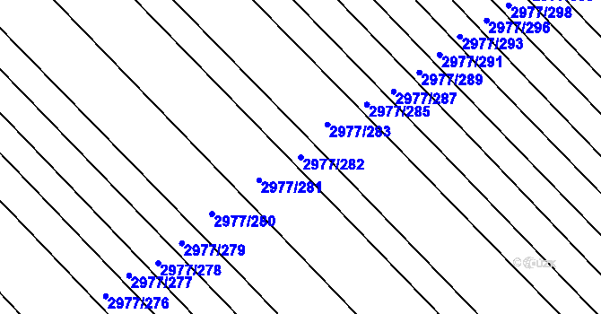 Parcela st. 2977/282 v KÚ Rohatec, Katastrální mapa