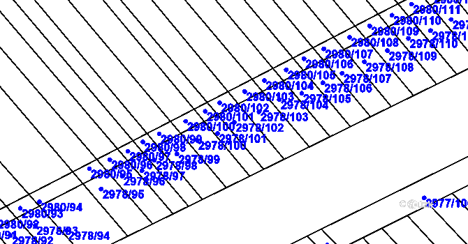 Parcela st. 2978/102 v KÚ Rohatec, Katastrální mapa