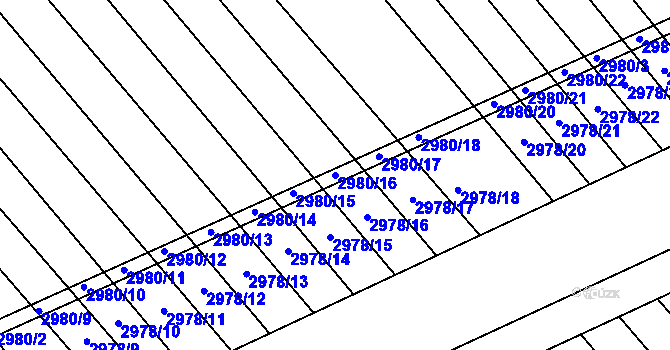 Parcela st. 2980/16 v KÚ Rohatec, Katastrální mapa
