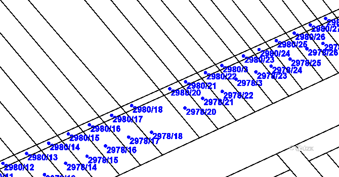 Parcela st. 2980/20 v KÚ Rohatec, Katastrální mapa