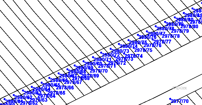 Parcela st. 2980/72 v KÚ Rohatec, Katastrální mapa