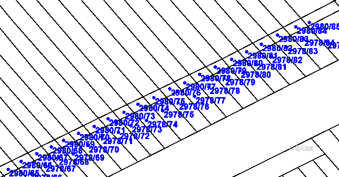 Parcela st. 2980/76 v KÚ Rohatec, Katastrální mapa