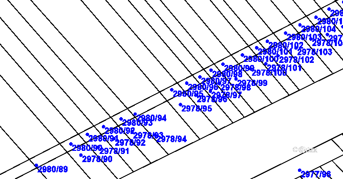 Parcela st. 2980/95 v KÚ Rohatec, Katastrální mapa