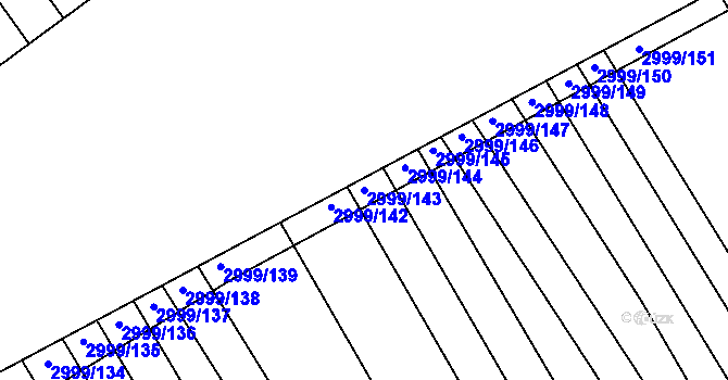 Parcela st. 2999/143 v KÚ Rohatec, Katastrální mapa