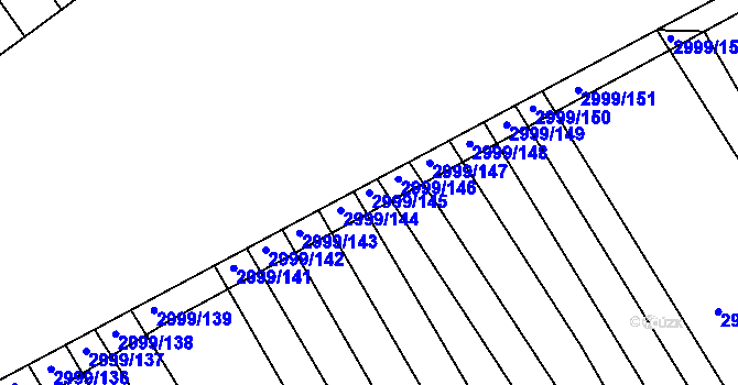 Parcela st. 2999/145 v KÚ Rohatec, Katastrální mapa