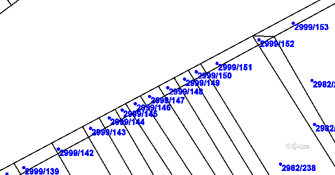 Parcela st. 2999/148 v KÚ Rohatec, Katastrální mapa