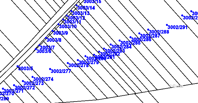 Parcela st. 3002/282 v KÚ Rohatec, Katastrální mapa