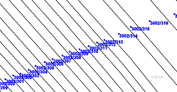 Parcela st. 3002/311 v KÚ Rohatec, Katastrální mapa
