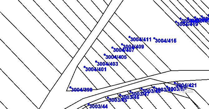 Parcela st. 3004/405 v KÚ Rohatec, Katastrální mapa