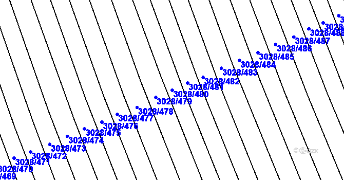 Parcela st. 3028/480 v KÚ Rohatec, Katastrální mapa