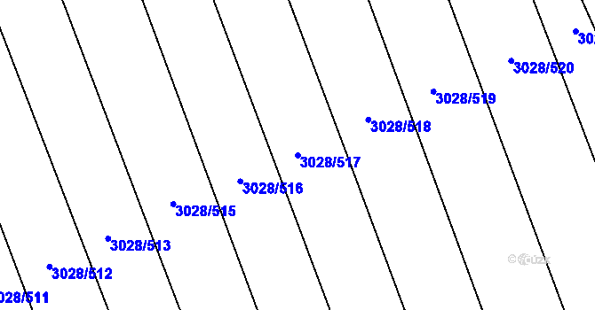 Parcela st. 3028/517 v KÚ Rohatec, Katastrální mapa