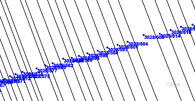 Parcela st. 3028/594 v KÚ Rohatec, Katastrální mapa