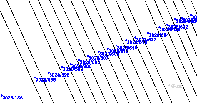 Parcela st. 3028/609 v KÚ Rohatec, Katastrální mapa