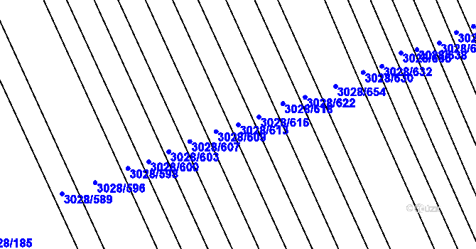 Parcela st. 3028/613 v KÚ Rohatec, Katastrální mapa