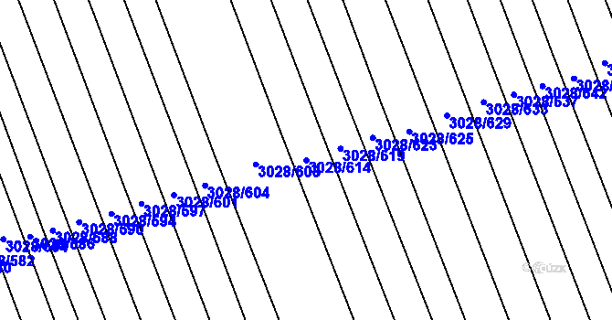 Parcela st. 3028/614 v KÚ Rohatec, Katastrální mapa