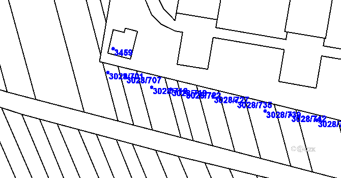 Parcela st. 3028/718 v KÚ Rohatec, Katastrální mapa