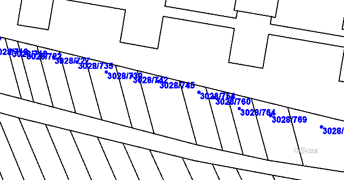 Parcela st. 3028/750 v KÚ Rohatec, Katastrální mapa