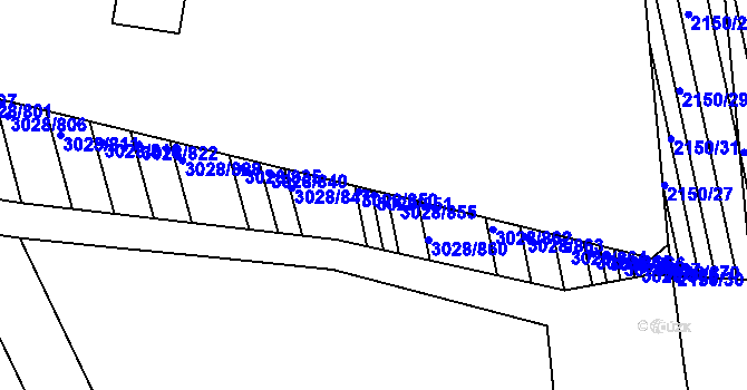 Parcela st. 3028/851 v KÚ Rohatec, Katastrální mapa