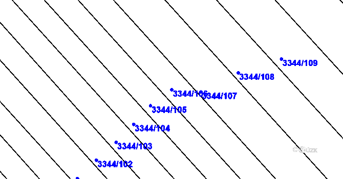 Parcela st. 3344/106 v KÚ Rohatec, Katastrální mapa