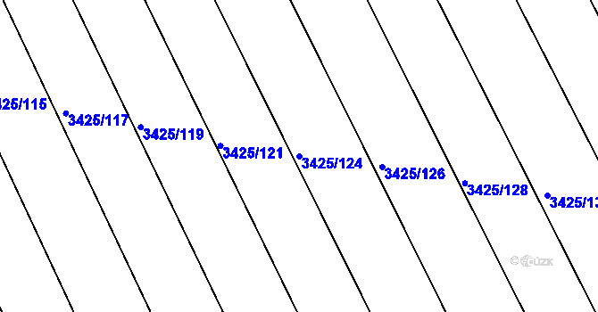 Parcela st. 3425/124 v KÚ Rohatec, Katastrální mapa