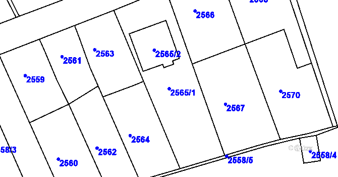 Parcela st. 2565/1 v KÚ Rohatec, Katastrální mapa