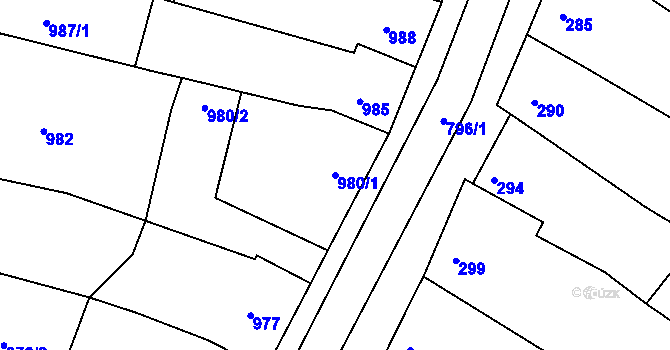 Parcela st. 980/1 v KÚ Rohatec, Katastrální mapa