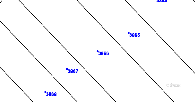 Parcela st. 3866 v KÚ Rohatec, Katastrální mapa
