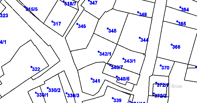 Parcela st. 342/1 v KÚ Rohatec, Katastrální mapa