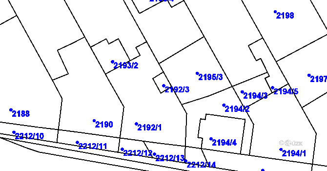 Parcela st. 2192/3 v KÚ Rohatec, Katastrální mapa