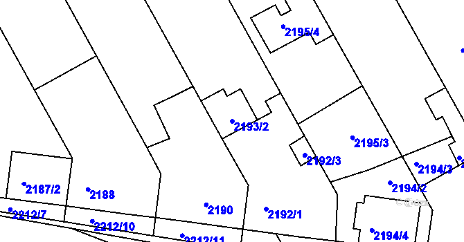 Parcela st. 2193/2 v KÚ Rohatec, Katastrální mapa