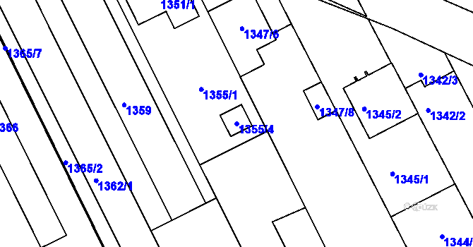 Parcela st. 1355/4 v KÚ Rohatec, Katastrální mapa