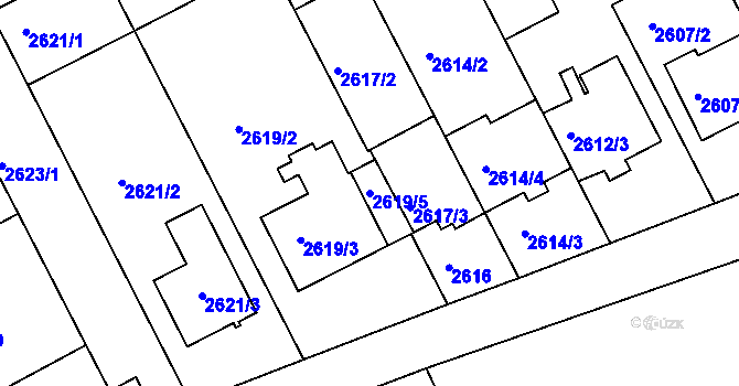 Parcela st. 2619/5 v KÚ Rohatec, Katastrální mapa