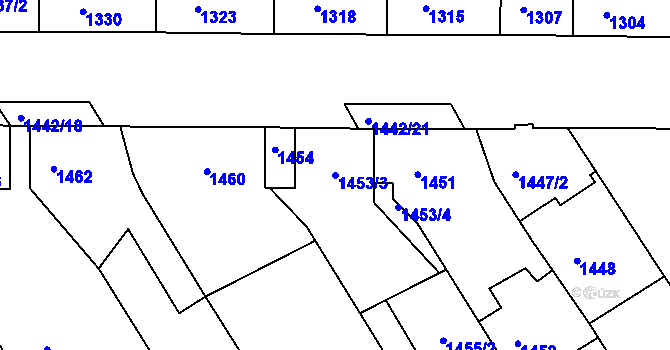 Parcela st. 1453/3 v KÚ Rohatec, Katastrální mapa