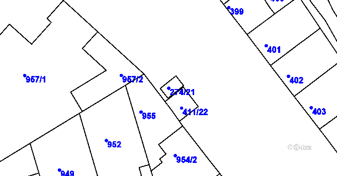Parcela st. 274/21 v KÚ Rohatec, Katastrální mapa