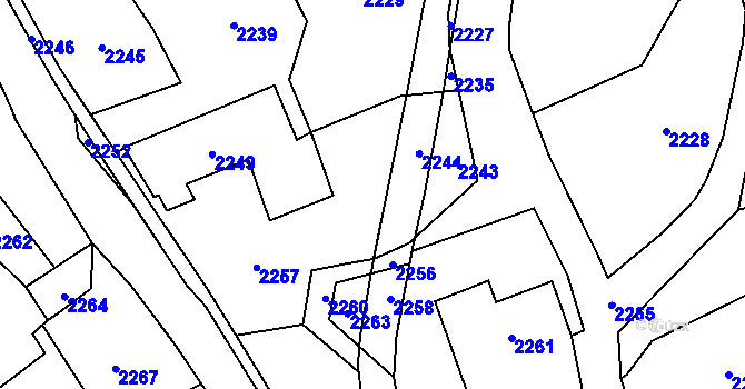 Parcela st. 244/2 v KÚ Rohle, Katastrální mapa