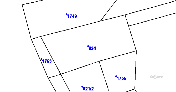 Parcela st. 824 v KÚ Rohle, Katastrální mapa