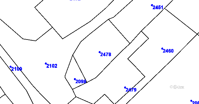 Parcela st. 2478 v KÚ Rohle, Katastrální mapa